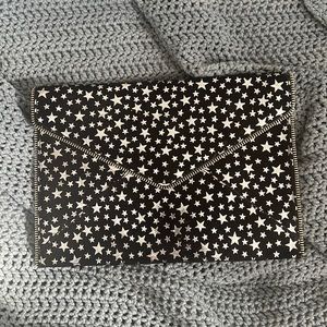 Rebecca minkoff black suede star pattern clutch